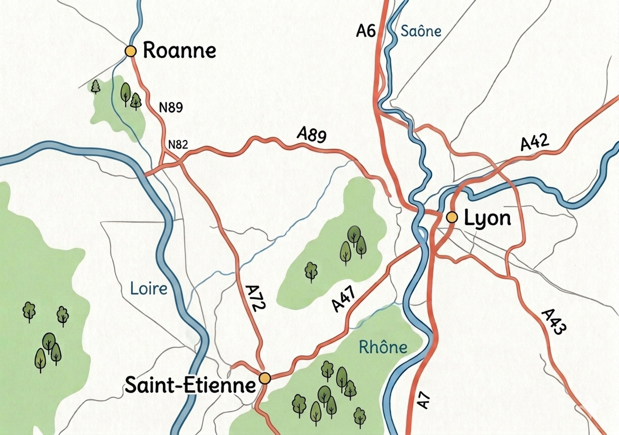 Carte régionale : Astéos est implantée à Veauche, près de Saint-Étienne, dans la Loire
